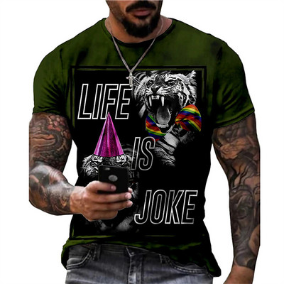 2023-as nyári póló férfiaknak Anime Lion 3D nyomtatású divatos nagy méretű rövid ujjú felső mikrorugalmas Sport Fitness férfi ruházat