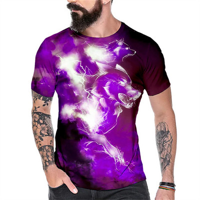 2023-as nyári póló férfiaknak Anime Lion 3D nyomtatású divatos nagy méretű rövid ujjú felső mikrorugalmas Sport Fitness férfi ruházat