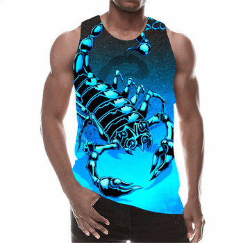 Ανδρικά Scorpion Fashion 3D Tanks Αμάνικα καλοκαιρινά μπλουζάκια σε στυλ δρόμου 3D Animal print Loose casual ανδρικό γιλέκο Μεγάλο μέγεθος 6XL