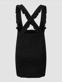 Finjani sievietes Cami kleita Sexy Back CrissCross kaklasaiti Modes volānu kleitas Plānas lielizmēra eleganta un eleganta melna kleita