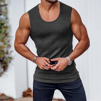 Καλοκαίρι 2023 Νέο ανδρικό γιλέκο Bodybuilding Tank Tops ανδρικό γυμναστήριο Γυμναστήριο Πλεκτό Αμάνικο πουκάμισο ανδρικό μονό γιλέκο