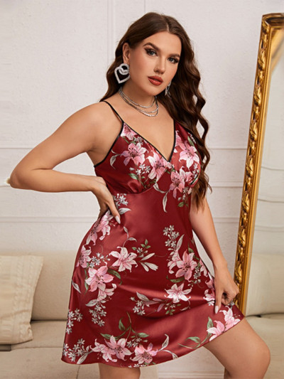 Slip φόρεμα Plus μεγέθους Γυναικεία σέξι μόδα από μετάξι σαν νυχτικό Ρούχα για το σπίτι από μετάξι πάγου