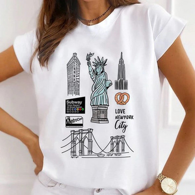 Modal Graphic T krekls Sieviešu vasaras ikdienas T-krekli Sieviešu meiteņu Eifeļa torņa Streetwear T-krekls ar īsām piedurknēm
