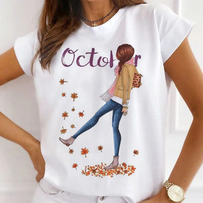 Γυναικεία μπλουζάκια καλοκαιρινά μπλουζάκια με άρωμα Paris Tower Γυναικεία casual μπλουζάκια Φαρδιά κοντομάνικα λευκά βασικά μπλουζάκια