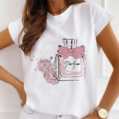 Γυναικεία μπλουζάκια καλοκαιρινά μπλουζάκια με άρωμα Paris Tower Γυναικεία casual μπλουζάκια Φαρδιά κοντομάνικα λευκά βασικά μπλουζάκια