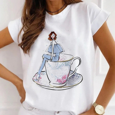 Γυναικεία μπλουζάκια καλοκαιρινά μπλουζάκια με άρωμα Paris Tower Γυναικεία casual μπλουζάκια Φαρδιά κοντομάνικα λευκά βασικά μπλουζάκια