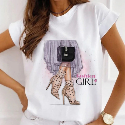 Γυναικεία μπλουζάκια καλοκαιρινά μπλουζάκια με άρωμα Paris Tower Γυναικεία casual μπλουζάκια Φαρδιά κοντομάνικα λευκά βασικά μπλουζάκια