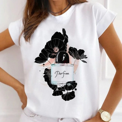 Κορίτσια μπλουζάκια με λουλούδια με μπαλόνι αυτοκινήτου Γυναικεία καλοκαιρινά γραφικά μπλουζάκια Αστεία πουκάμισα για γυναίκες Μπλουζάκια Loose Crew Neck Harajuku Tops