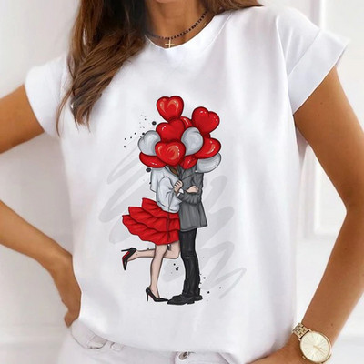 Κορίτσια μπλουζάκια με λουλούδια με μπαλόνι αυτοκινήτου Γυναικεία καλοκαιρινά γραφικά μπλουζάκια Αστεία πουκάμισα για γυναίκες Μπλουζάκια Loose Crew Neck Harajuku Tops