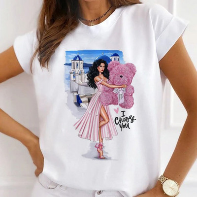 Κορίτσια μπλουζάκια με λουλούδια με μπαλόνι αυτοκινήτου Γυναικεία καλοκαιρινά γραφικά μπλουζάκια Αστεία πουκάμισα για γυναίκες Μπλουζάκια Loose Crew Neck Harajuku Tops