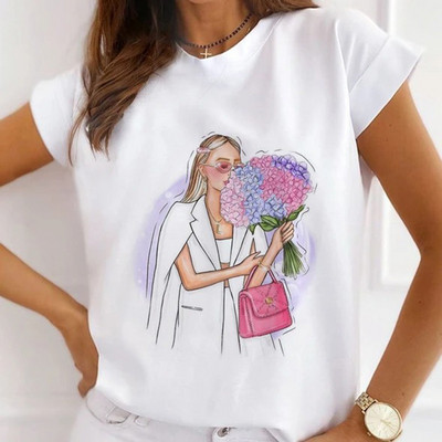 Κορίτσια μπλουζάκια με λουλούδια με μπαλόνι αυτοκινήτου Γυναικεία καλοκαιρινά γραφικά μπλουζάκια Αστεία πουκάμισα για γυναίκες Μπλουζάκια Loose Crew Neck Harajuku Tops