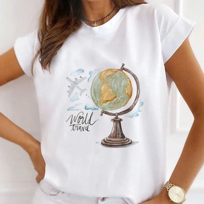 Κορίτσια μπλουζάκια με λουλούδια με μπαλόνι αυτοκινήτου Γυναικεία καλοκαιρινά γραφικά μπλουζάκια Αστεία πουκάμισα για γυναίκες Μπλουζάκια Loose Crew Neck Harajuku Tops