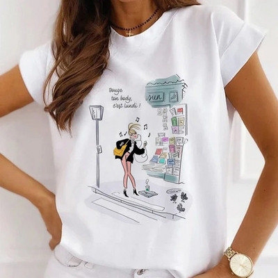 Κορίτσια μπλουζάκια με λουλούδια με μπαλόνι αυτοκινήτου Γυναικεία καλοκαιρινά γραφικά μπλουζάκια Αστεία πουκάμισα για γυναίκες Μπλουζάκια Loose Crew Neck Harajuku Tops