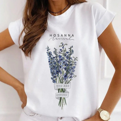 Meiteņu T-krekli ar rožu apdruku Sieviešu vasaras grafikas T-krekli Smieklīgi krekli sievietēm Tkrekli ar brīvu apkakli Harajuku topi