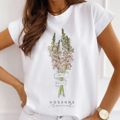 Meiteņu T-krekli ar rožu apdruku Sieviešu vasaras grafikas T-krekli Smieklīgi krekli sievietēm Tkrekli ar brīvu apkakli Harajuku topi