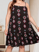 Finjani lielizmēra Cami kleita sievietēm 2022. gada vasaras apdrukas kleitas ar volāniem, Chinoiserie print sieviešu Cami kleita