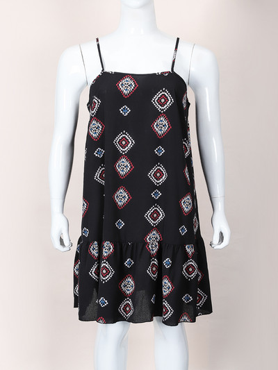 Finjani lielizmēra Cami kleita sievietēm 2022. gada vasaras apdrukas kleitas ar volāniem, Chinoiserie print sieviešu Cami kleita