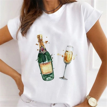 Fasion Women Loose Tee Μπλουζάκια 100% Modal Κοντό μανίκι Wine Coffee Flower Print Γυναικεία T-Shirts Καλοκαιρινό Νέο Γυναικείο Casual Tshirt