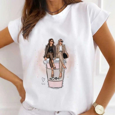 Fasion Women Loose Tee Μπλουζάκια 100% Modal Κοντό μανίκι Wine Coffee Flower Print Γυναικεία T-Shirts Καλοκαιρινό Νέο Γυναικείο Casual Tshirt