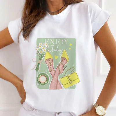 Fasion Women Loose Tee Μπλουζάκια 100% Modal Κοντό μανίκι Wine Coffee Flower Print Γυναικεία T-Shirts Καλοκαιρινό Νέο Γυναικείο Casual Tshirt