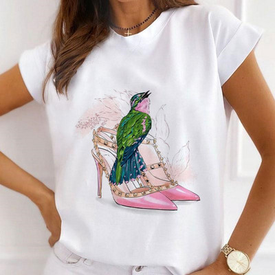 Fasion Women Loose Tee Μπλουζάκια 100% Modal Κοντό μανίκι Wine Coffee Flower Print Γυναικεία T-Shirts Καλοκαιρινό Νέο Γυναικείο Casual Tshirt