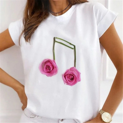 Fasion Women Loose Tee Μπλουζάκια 100% Modal Κοντό μανίκι Wine Coffee Flower Print Γυναικεία T-Shirts Καλοκαιρινό Νέο Γυναικείο Casual Tshirt