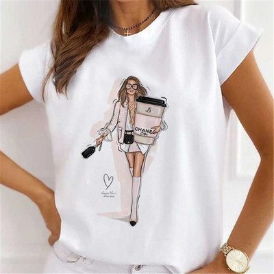 Fasion Women Loose Tee Μπλουζάκια 100% Modal Κοντό μανίκι Wine Coffee Flower Print Γυναικεία T-Shirts Καλοκαιρινό Νέο Γυναικείο Casual Tshirt