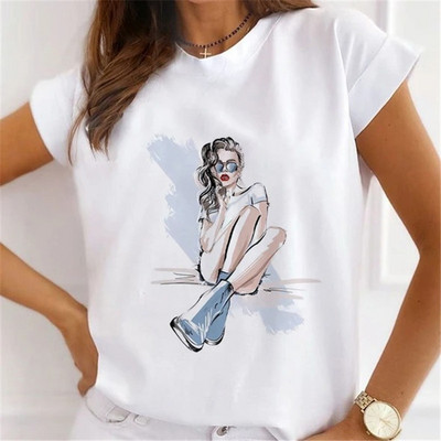 Fasion Women Loose Tee Μπλουζάκια 100% Modal Κοντό μανίκι Wine Coffee Flower Print Γυναικεία T-Shirts Καλοκαιρινό Νέο Γυναικείο Casual Tshirt