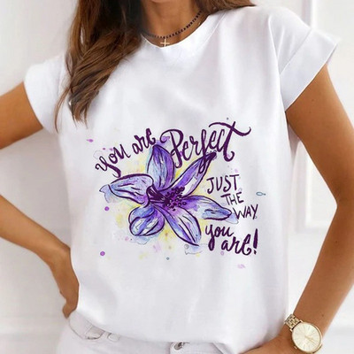 Fasion Women Loose Tee Μπλουζάκια 100% Modal Κοντό μανίκι Wine Coffee Flower Print Γυναικεία T-Shirts Καλοκαιρινό Νέο Γυναικείο Casual Tshirt