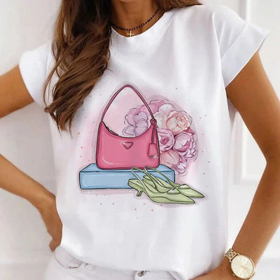 Fasion Women Loose Tee Μπλουζάκια 100% Modal Κοντό μανίκι Wine Coffee Flower Print Γυναικεία T-Shirts Καλοκαιρινό Νέο Γυναικείο Casual Tshirt