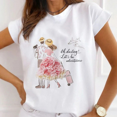 Fasion Women Loose Tee Μπλουζάκια 100% Modal Κοντό μανίκι Wine Coffee Flower Print Γυναικεία T-Shirts Καλοκαιρινό Νέο Γυναικείο Casual Tshirt