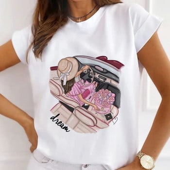 Μόδα Heart Butterfly Flower Balloon T-Shirts Καλοκαιρινό γραφικό μπλουζάκι Αστείο πουκάμισο Γυναικείο Tshirt Loose Crew Neck Harajuku Tops