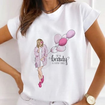 Μόδα Heart Butterfly Flower Balloon T-Shirts Καλοκαιρινό γραφικό μπλουζάκι Αστείο πουκάμισο Γυναικείο Tshirt Loose Crew Neck Harajuku Tops