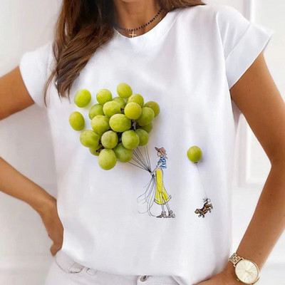 Modes sirds tauriņš, zieds ar balonu apdruku T-krekli vasaras grafiski T-krekli Smieklīgi krekls Sieviešu Tkrekls ar brīvu apkakli Harajuku topi