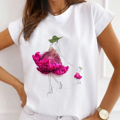 Modes sirds tauriņš, zieds ar balonu apdruku T-krekli vasaras grafiski T-krekli Smieklīgi krekls Sieviešu Tkrekls ar brīvu apkakli Harajuku topi