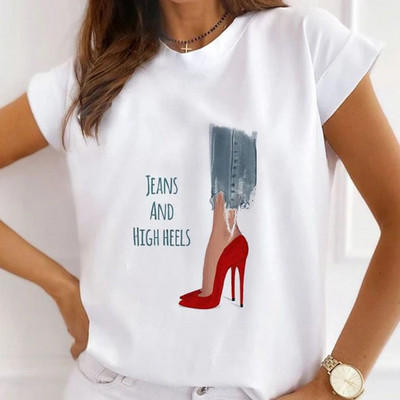 Modes sirds tauriņš, zieds ar balonu apdruku T-krekli vasaras grafiski T-krekli Smieklīgi krekls Sieviešu Tkrekls ar brīvu apkakli Harajuku topi