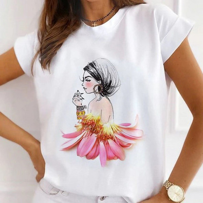 Modes sirds tauriņš, zieds ar balonu apdruku T-krekli vasaras grafiski T-krekli Smieklīgi krekls Sieviešu Tkrekls ar brīvu apkakli Harajuku topi