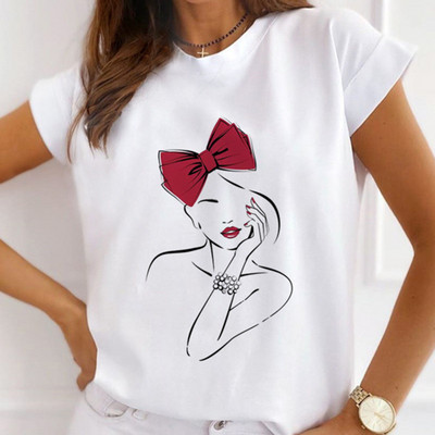 Νέα καλοκαιρινά εμπριμέ γυναικεία μπλουζάκια Γυναικεία φαρδιά μπλουζάκια Flower Ballerina Heart Graphic O λαιμόκοψη κοντομάνικα μπλουζάκια