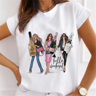 Νέα καλοκαιρινά εμπριμέ γυναικεία μπλουζάκια Γυναικεία φαρδιά μπλουζάκια Flower Ballerina Heart Graphic O λαιμόκοψη κοντομάνικα μπλουζάκια