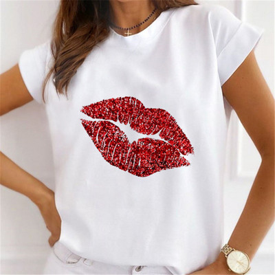 Νέα καλοκαιρινά εμπριμέ γυναικεία μπλουζάκια Γυναικεία φαρδιά μπλουζάκια Flower Ballerina Heart Graphic O λαιμόκοψη κοντομάνικα μπλουζάκια