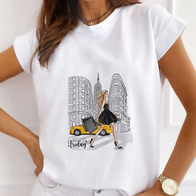 Νέα καλοκαιρινά εμπριμέ γυναικεία μπλουζάκια Γυναικεία φαρδιά μπλουζάκια Flower Ballerina Heart Graphic O λαιμόκοψη κοντομάνικα μπλουζάκια