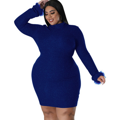 QFAF lielizmēra spalvu apakšmala ar garām piedurknēm Bodycon Midi mini kleitas sievietēm 2022. gada rudens ziemas seksīgai ballītei sieviešu izlaiduma kleita