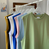 Vasaras, 100% kokvilnas, vīriešu vienkrāsains T-krekls bez piedurknēm treniņiem Fitness Singlets Sporta veste O veida kakla elpojošs apakškrekls