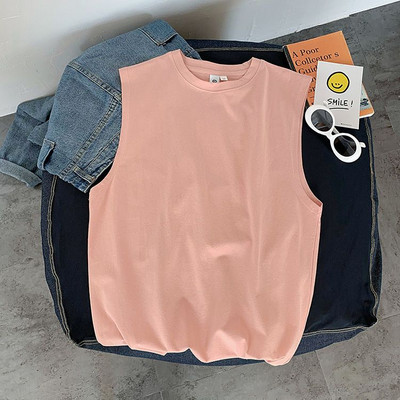 Vasaras, 100% kokvilnas, vīriešu vienkrāsains T-krekls bez piedurknēm treniņiem Fitness Singlets Sporta veste O veida kakla elpojošs apakškrekls