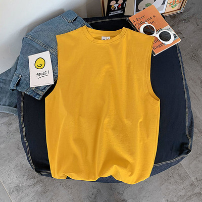 Vasaras, 100% kokvilnas, vīriešu vienkrāsains T-krekls bez piedurknēm treniņiem Fitness Singlets Sporta veste O veida kakla elpojošs apakškrekls