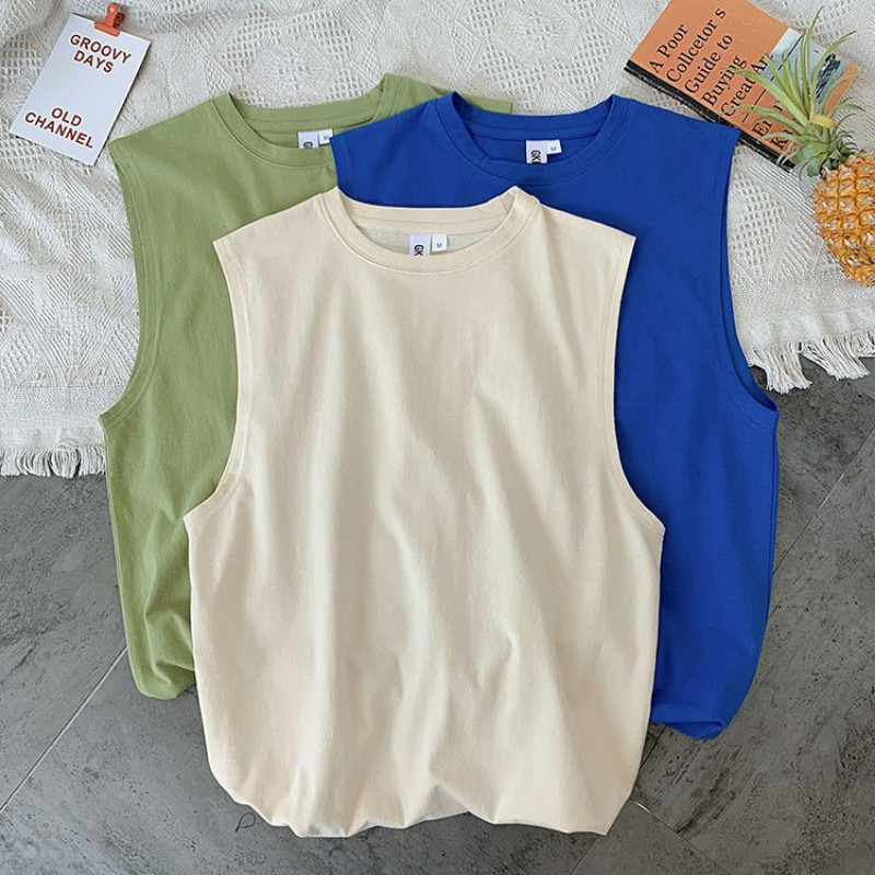 Vasaras, 100% kokvilnas, vīriešu vienkrāsains T-krekls bez piedurknēm treniņiem Fitness Singlets Sporta veste O veida kakla elpojošs apakškrekls