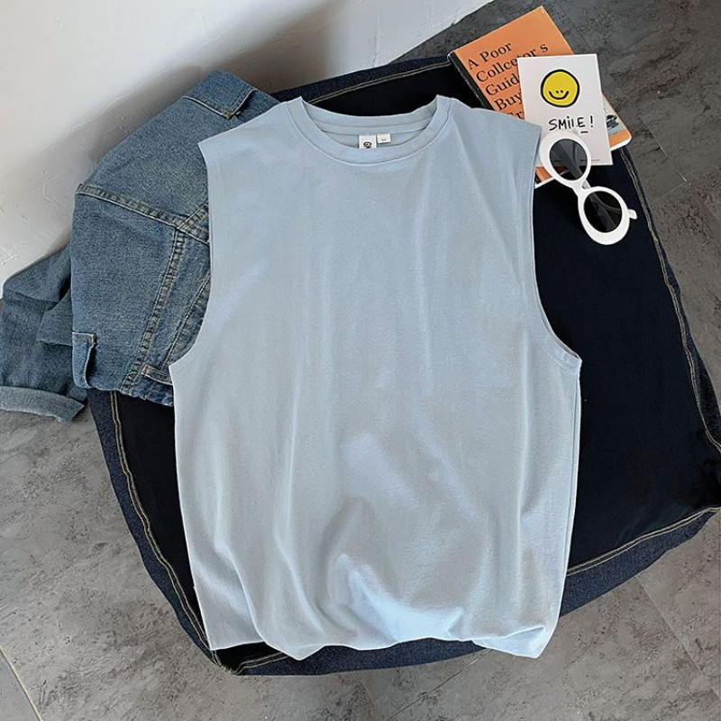 Vasaras, 100% kokvilnas, vīriešu vienkrāsains T-krekls bez piedurknēm treniņiem Fitness Singlets Sporta veste O veida kakla elpojošs apakškrekls