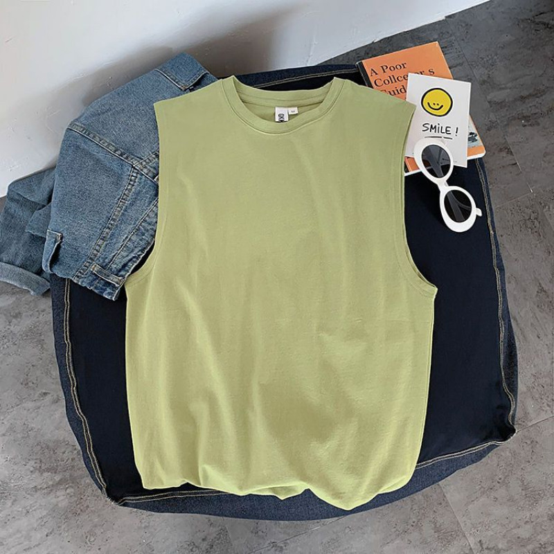 Vasaras, 100% kokvilnas, vīriešu vienkrāsains T-krekls bez piedurknēm treniņiem Fitness Singlets Sporta veste O veida kakla elpojošs apakškrekls