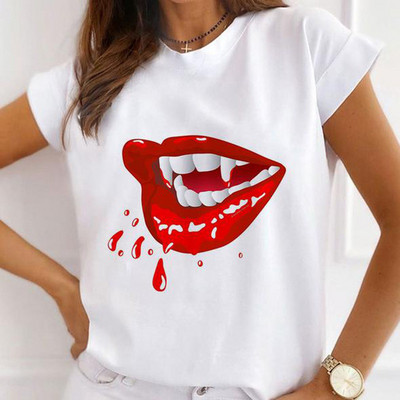 Γυναικείες εκτυπώσεις λουλουδιών 90s Γυναικεία γραφικά μπλουζάκια με σέξι μπλουζάκι με κραγιόν