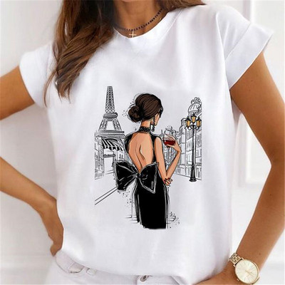 Γυναικείες εκτυπώσεις λουλουδιών 90s Γυναικεία γραφικά μπλουζάκια με σέξι μπλουζάκι με κραγιόν